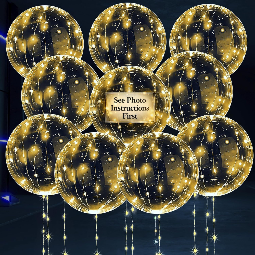 10 Pcs LED Light up Balloons – Clear TPU Material with Individual Switches