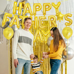 16 Inches HAPPY FATHER’S DAY Letter Balloon Banner with Star and Latex Balloons