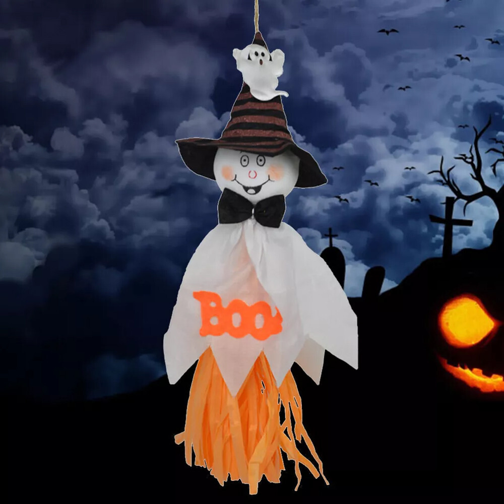 Scary Halloween Ghost Windsock Hanging Scarecrow Witches Pendant Straw — Green