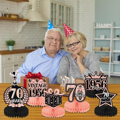 70Th Birthday Decorations for Women – 9Pcs Rose Gold 70 Years 1956 Birthday Part