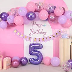 5th Pink Purple Decorations,Pink Purple 5th Balloons for Girls Lavender Party…