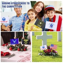 10Pack USA Military Flag Set Mini HandHeld Flag Small Military Flags on Wooden