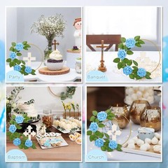 48 Pcs Baptism Centerpiece Decoration For Table 12 Wood Cross 12 Metal Floral Ho
