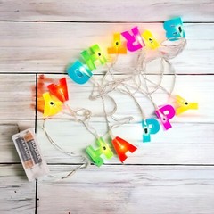 Happy Birthday LED Lights Colourful Multi-Coloured LED Battery Birthday Decor