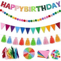 LGEBENGURU 4PCS Pre-Strung Happy Birthday Banner, 3D Felt HAPPY BIRTHDAY Garl…
