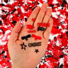 2026 Black Red Party Table Confetti Graduation Theme Class of 2026
