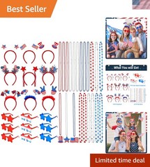 39 PCS Fourth of July Accessories Set – Patriotic Headbands, Glasses & Necklaces