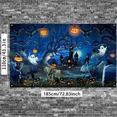Durable 72.8 x 43.3 Inch Halloween Decoration Backdrop for Parties & Photography