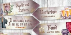 6 Magicians & Wizards Party School of Magic Decoration Arrow Signs