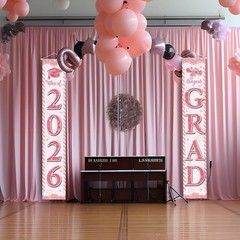 Graduation Decorations 2026, Pink Congrats Grad Banner Porch Door Banners Gra…