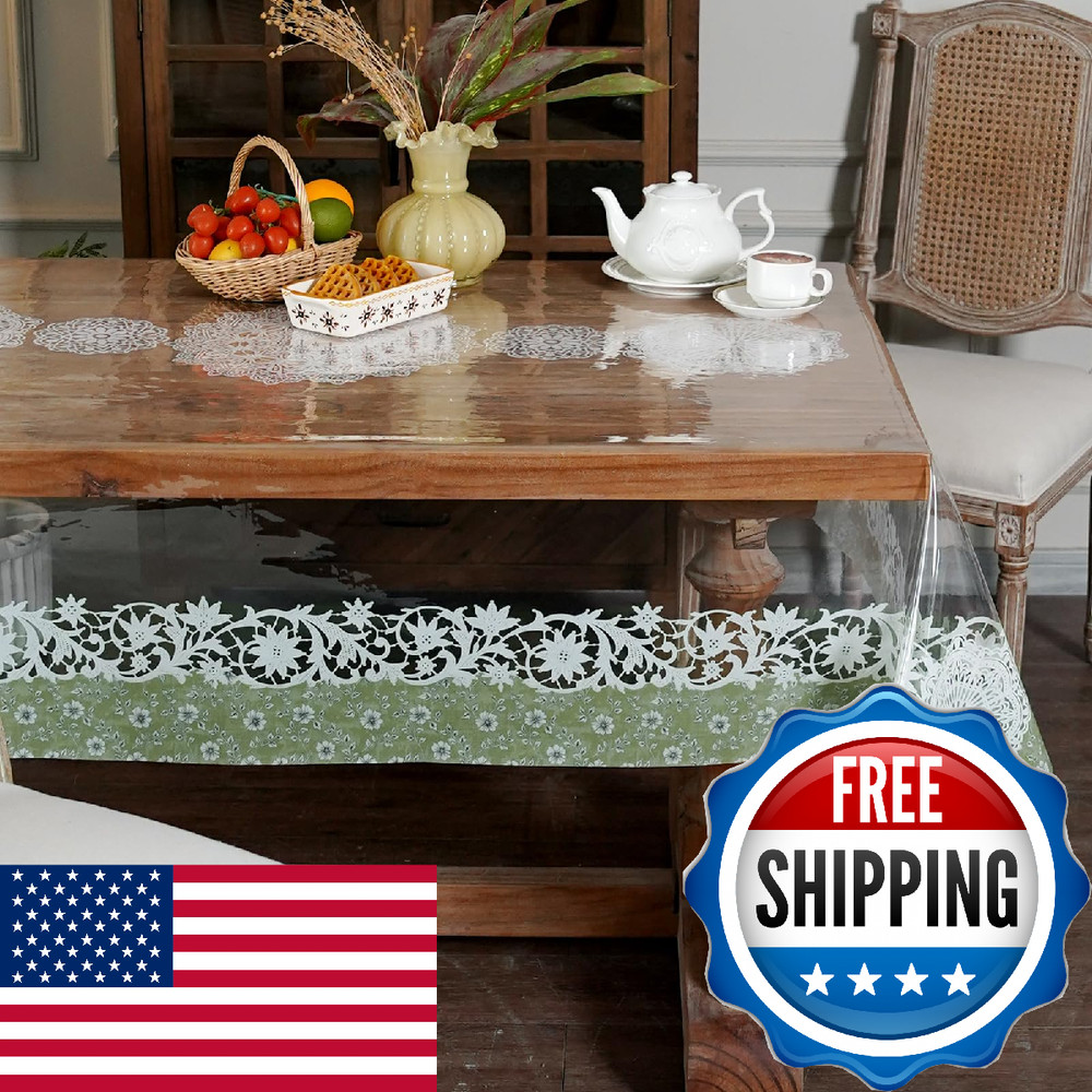 Artbloss Clear Plastic Table Cover Protector Rectangle PVC Tablecloth Vinyl Wate