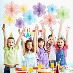 Pastel Paper Flowers Wall Decor Hanging Fans Floral Backdrop Party Wedding Art