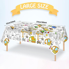 Giant Construction Party Coloring Tablecloth for Kids – Huge Construction Theme