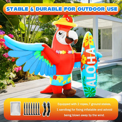 Inflatable Parrot Decorations 5FT Luau Hawaiian Surfboard Blow up Beach Party De