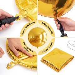 24 Pcs Round Foil Balloon Set, 50″ 32″ 22″ 15″ 4d Helium Ball Balloon, Metall…