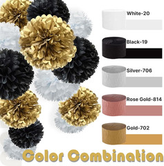 Gold Crepe Paper Streamers Roll Party Decorations Wedding Birthday Backdrop 4PC