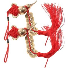2pcs Gourd Brass Coin Pendants Chinese Knot Ornaments Chinese Style Decorations