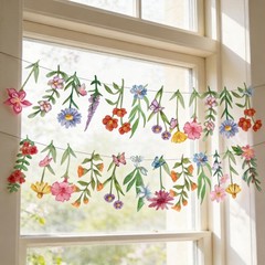2Pcs Spring Wildflower Party Hanging Decorations, Watercolor Floral Banners S…