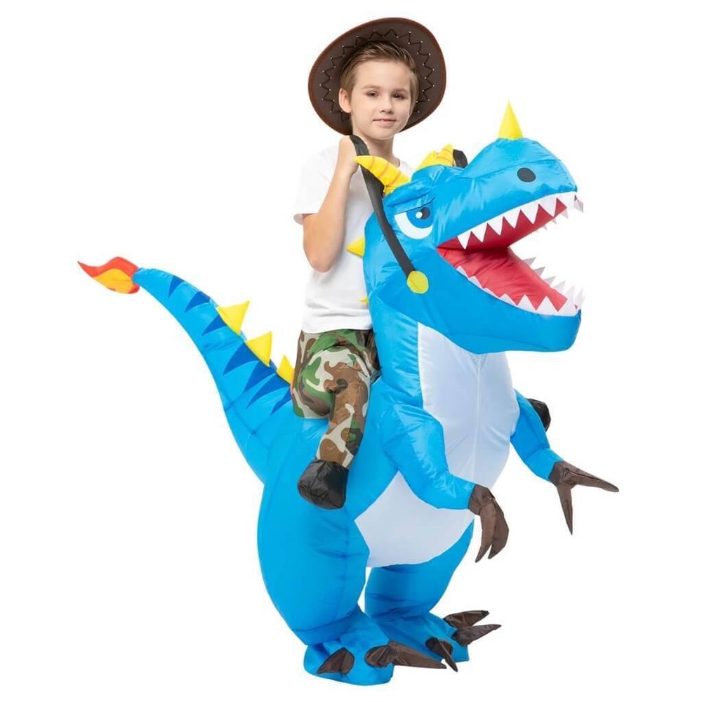 Inflatable Blue T-Rex Dinosaur Kids Costume Suit