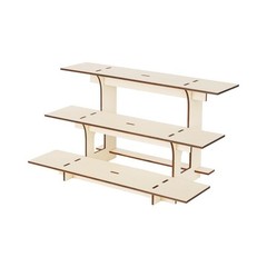 Compact 3 Tier Wooden Display Stand Fits Small Spaces and Mobile Retail Setups
