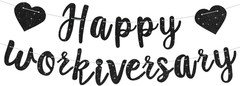 Rose Gold Glitte Happy Workiversary Banner – NO DIY -Rose Gold Work Anniversary
