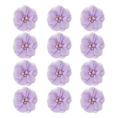 12Pcs 2″ Chiffon Flowers with Rhinestone Pearl Sewing Fabric Flowers, Purple