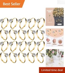 Glamorous 36-Pack of Adjustable Faux Diamond Rings for Special Occasions