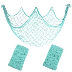 2 Pack Decoractive Fishing Net 80×40 Inch, 3mm Thickness Light Blue Natural C…