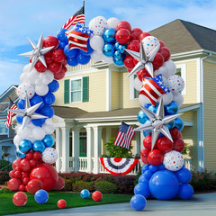 Patriotic Balloon Garland Arch Kit for Graduation and 4th of July Celebrations