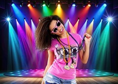 7x5FT Rainbow Stage Photography Backdrop1980s Colorful Disco Backdrop 7x5ft