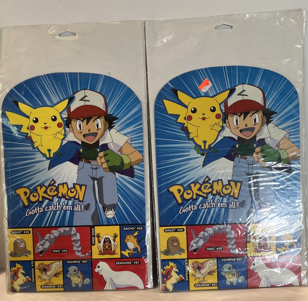 2 VTG 1999 POKÉMON Nintendo party Decoration Stand Up Centerpiece 8″x12.5″ Table