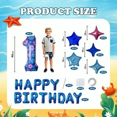 40in Blue and Pink Number 1 Balloon Set, Large Foil Metallic Balloons for Kid…
