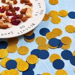 200 PCS Navy Blue Gold Table Confetti Circle Dots Glitter Party Decor 1 Inch