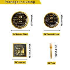 60th Birthday Party Decorations Set, 103 PCS Vintage 1966 Theme, Tableware & Bac