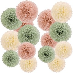 Sage Green Tissue Pom Poms Paper Flowers Decorations Natural Green Boho Hangi…
