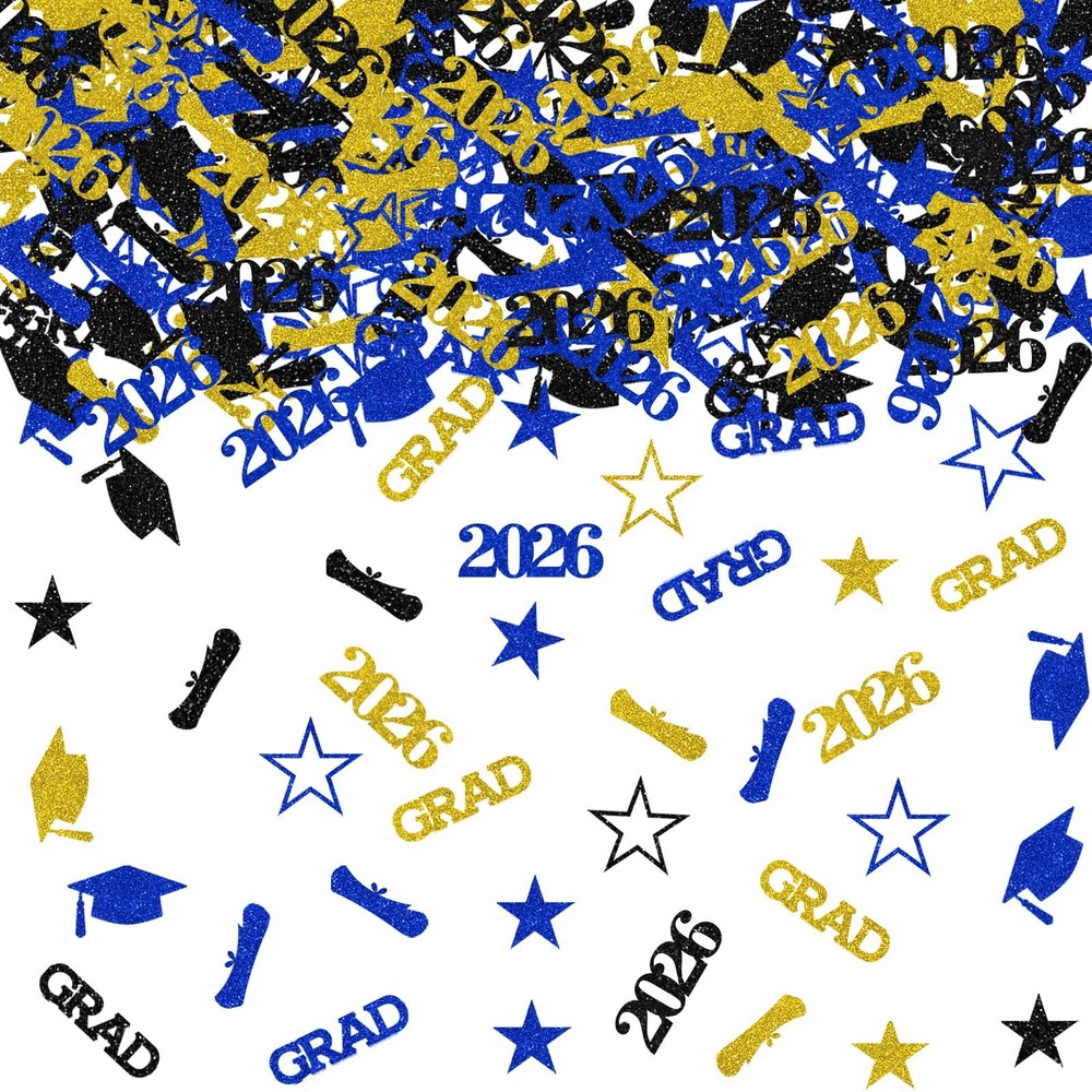 Blue Gold Congrats Grad Class Of 2026 Graduation Table Confetti 200 Pcs