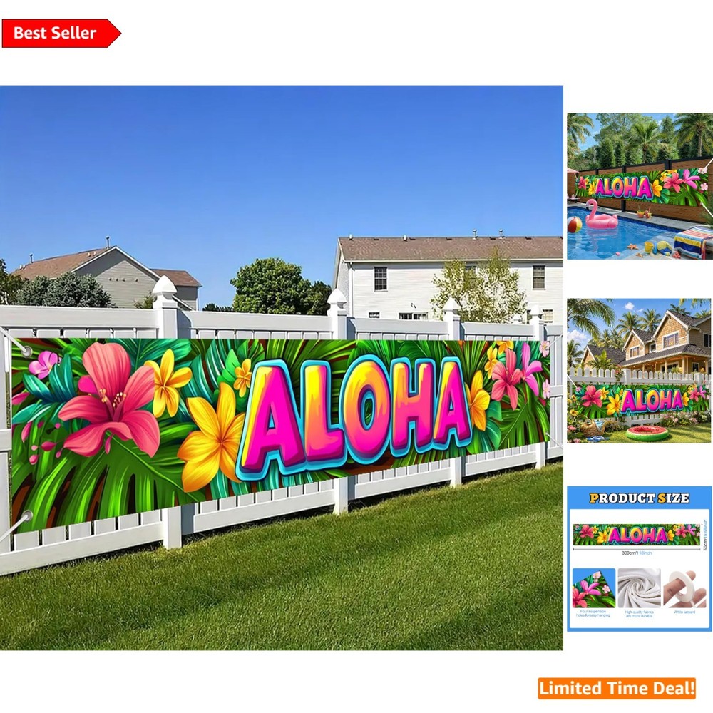 Durable 118×20 Inch Hawaiian Tropical Banner – Ideal for Outdoor Celebrations