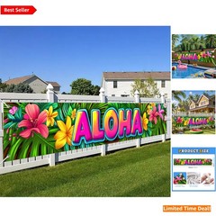 Durable 118×20 Inch Hawaiian Tropical Banner – Ideal for Outdoor Celebrations