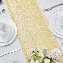 2 Packs 12 x 72 inches Gold Sequin Table Runner, Glitter Runner for Birthday