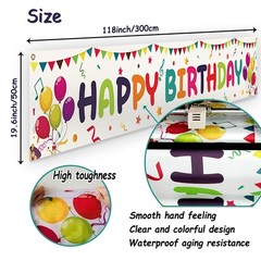 Large Colorful Happy Birthday Yard Banner Sign 118×19.7 inch with Brass Gromm…