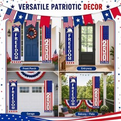 2 Pack 4th of July Decorations Outdoor Patriotic 250th Anniversary Hanging Banne