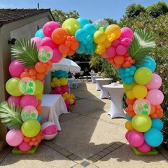 Tropical Balloons, 50 Pcs Teal Blue Orange Hot Pink Pastel Light Green Balloo…