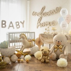 Giant Teddy Bear Foil Balloon 29.5×33 Inch – Cute Cream Bear Balloons with Go…