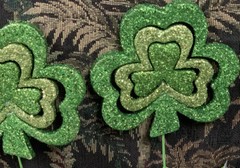 ST.PATRICKS DAY SHAMROCK PICKS (4) SHIMMERING PARTY PARADE DECOR 10” FESTIVE FUN