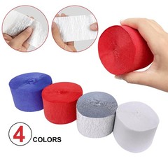 4 Crepe Paper Streamers Rolls, 328ft Pack of Red, White, Blue and Silver Crep…