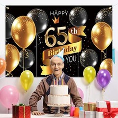 Happy 65th Birthday Backdrop Banner – 65 Birthday Party Decorations Supplies …