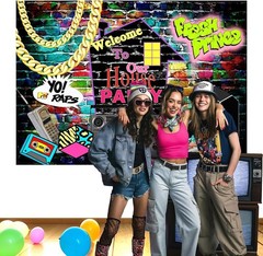 Mocsicka 90S House Party Backdrop Hip Hop 80’S 90’S Theme Party Decorations Gra