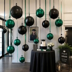 Green Black Balloons, 16PCS Different Sizes 4D Round Foil Balloon Large Spher…