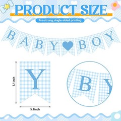 1 Pcs Blue Gingham Baby Boy Banner for Party Decorations Blue Pre Strung Baby…