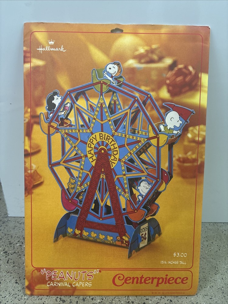 New Vintage PEANUTS unused centerpiece Charles Schultz Snoopy 1965 Ferris Wheel